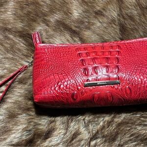 Brahmin Red  Croc-Embossed Wristlet Clutch